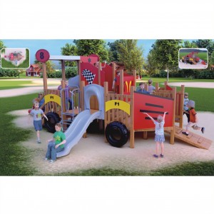 Hot Selling Factory Price Amusement Park Plastic Slide Wooden Series Kids Customized Outdoor Playground Equipment