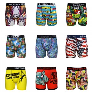 Wholesale Custom Digital Print Breathe Freely Boxer Men Jacquard Waistband Polyester Underwear