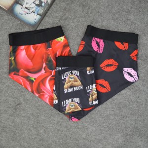 2023 Wholesale Valentines Day Men Boxer Custom Boxer For Men Full Print Roses Cheap Underwear Men