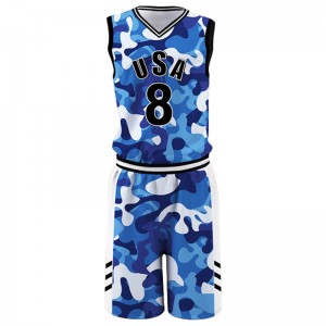 Fast Shipping Sublimated Men Custom Tracksuit Reversible Retro Camo Print Basketball Jersey Custom Basketball Uniform