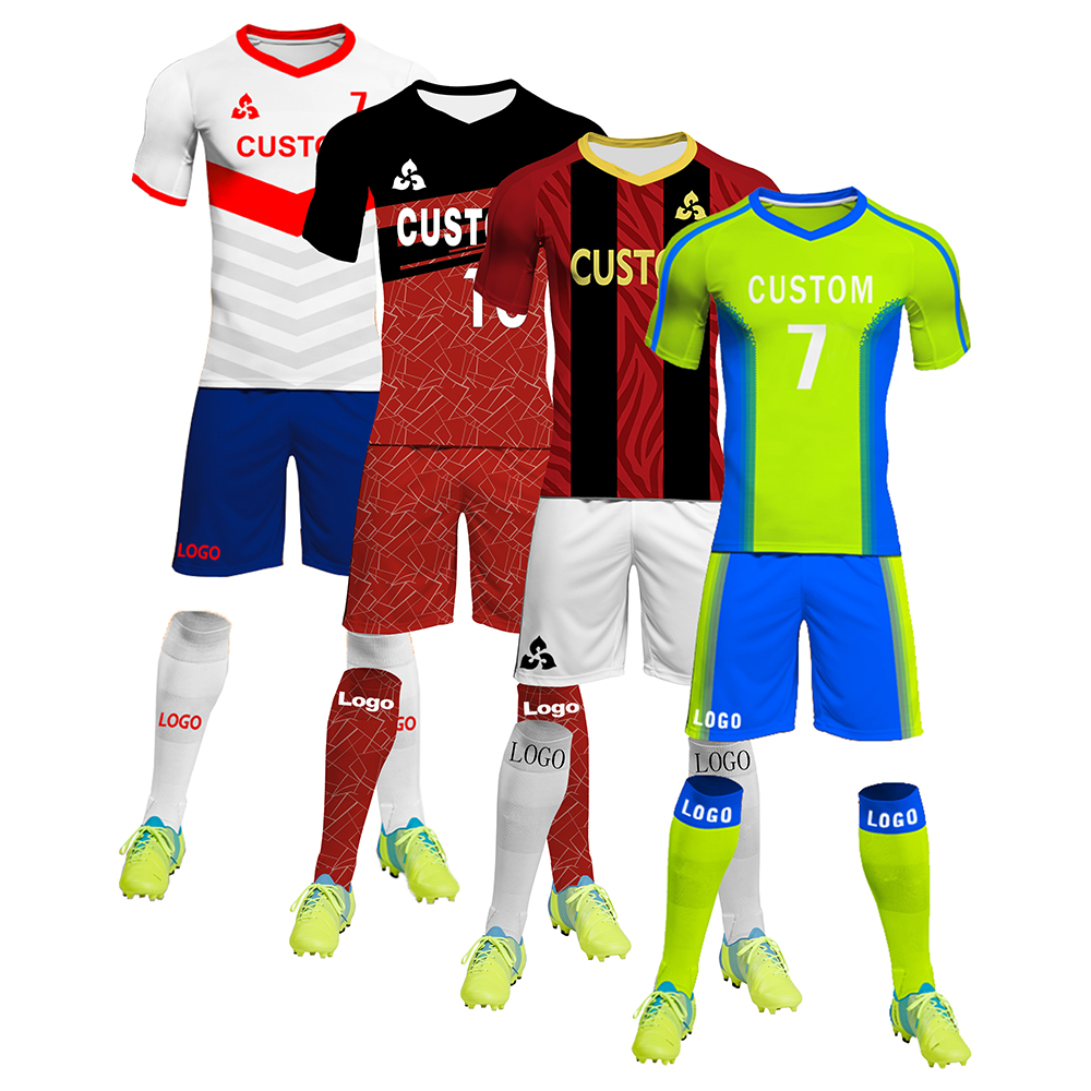 Custom Men Football Jersey Sublimation Team Club Football Shirts Quick Dry Football Wear Soccer Wholesale Soccer Jerseys Set
