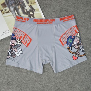 2022 Outlet Small MOQ Custom Boxer Waistband Logo Angel Print Underwear Polyester Spandex Made Comfortable And Soft Male Briefs