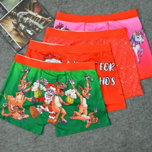Wholesale Christmas Custom Print Men Boxer Supplier Best Quality Breathable Polyester Underwear For Men