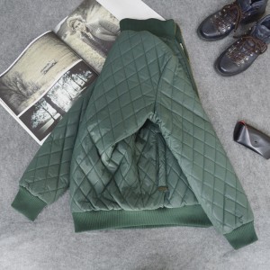 High Quality Diamond PU Fabric Zip Up Fashion Winter Jacket For Men