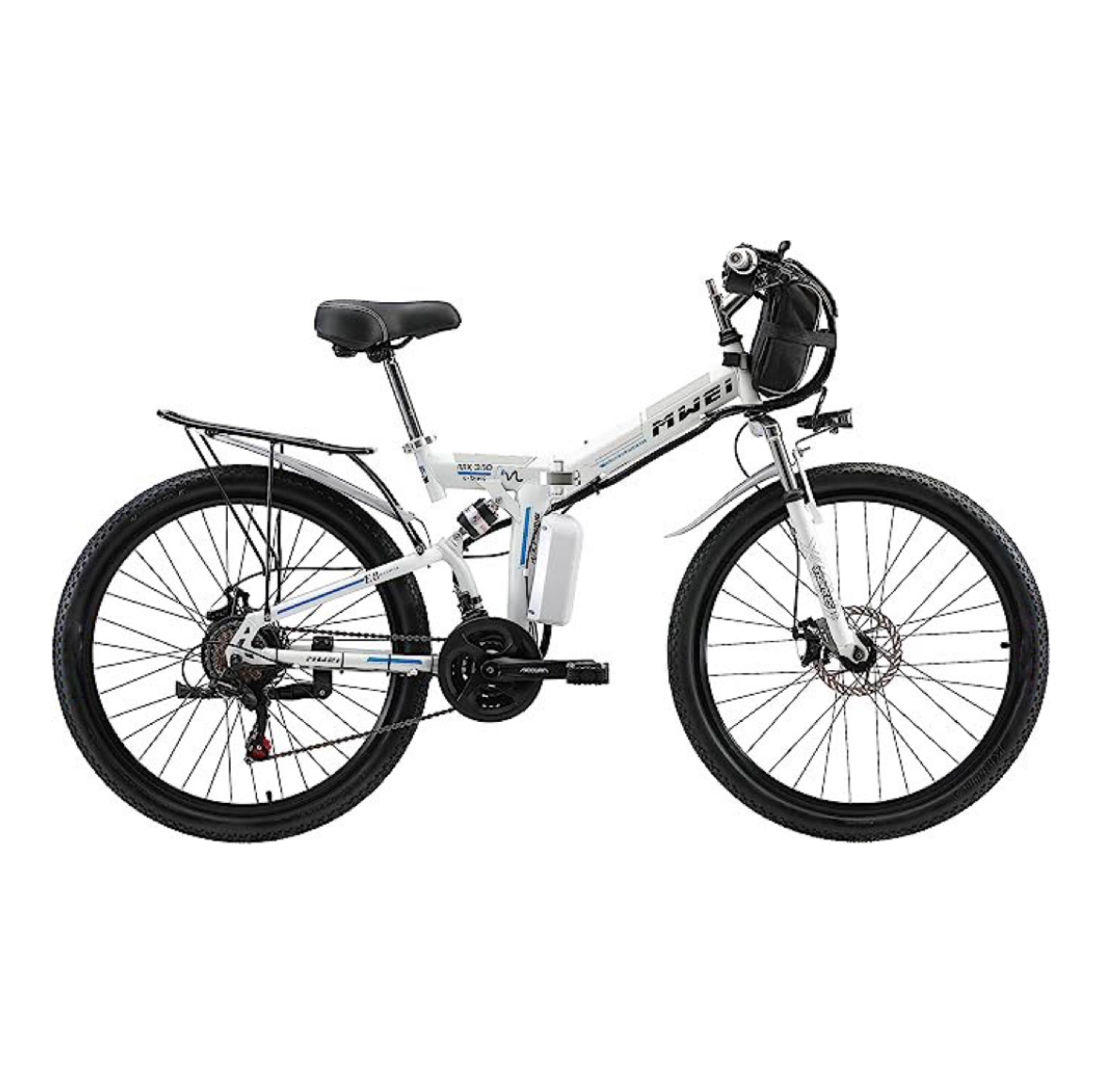 26″ Adult Electric Bike 350W Motor 36V 10Ah Removable Battery Folding City Road Electric Bike 20MPH Commuter Electric Mountain Bike Full Suspension