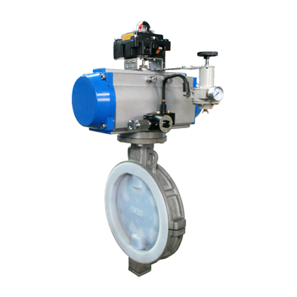 Valve body and disc PTFE/PFA Lined Pneumatic butterfly valve Featured Image