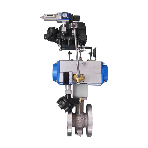 CF8 Pneumatic V type ball valve with accessory Featured Image