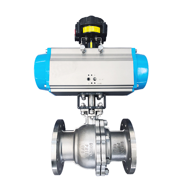 Pneumatic CF8 full bore ball valve with limite switch