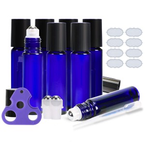 10ml Cobalt Blue Glass Roll on Bottle with Stainless Steel Roller Ball
