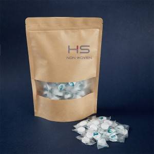 Tessuti cumpressi biodegradabili dispunibuli cù sacchetti di caramelle imballati individualmente