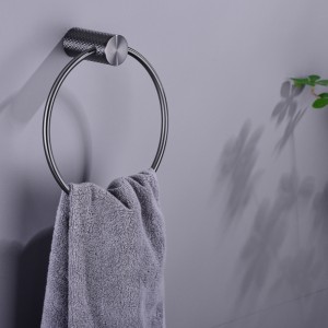 Luxury Solid Brass Brushed Gold Towel Ring Simple European Style Round Towel Ring Wall Mounted Washroom Towel Ring Rack