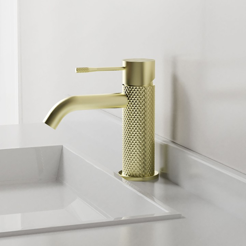 Newly Arrival Satin Nickel Kitchen Faucets - Hemoon Luxury Brass Knurled Basin Mixer For Bathroom – Hemoon