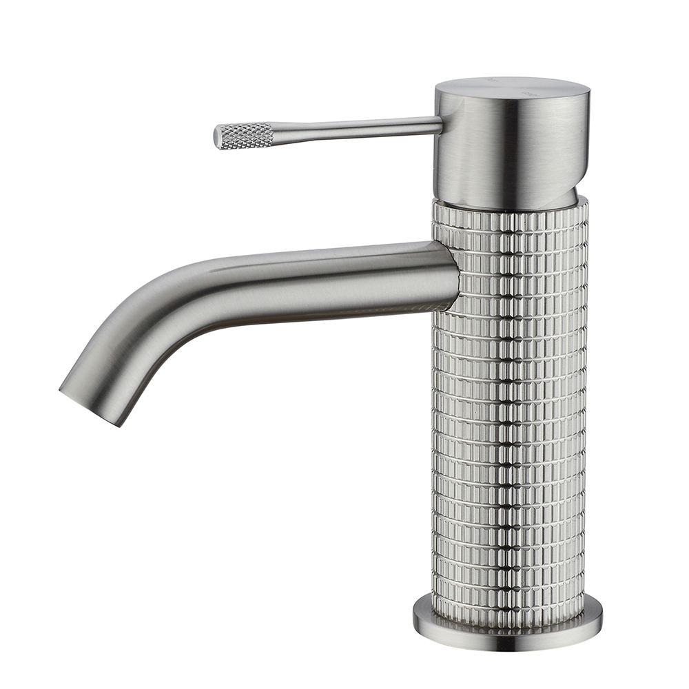 water saving certification basin faucet with knurled design