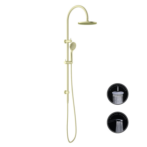 Luxury Opal Twin Shower Set With Air Shower Brushed Gold Brushed Nickel Bathroom Shower System