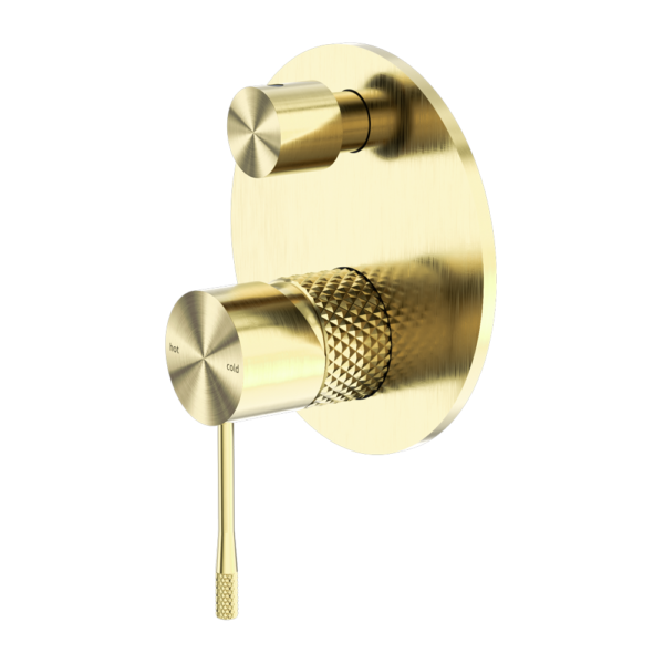 Brushed Gold Brass Opal Shower Mixer With Divertor 130mm Plate