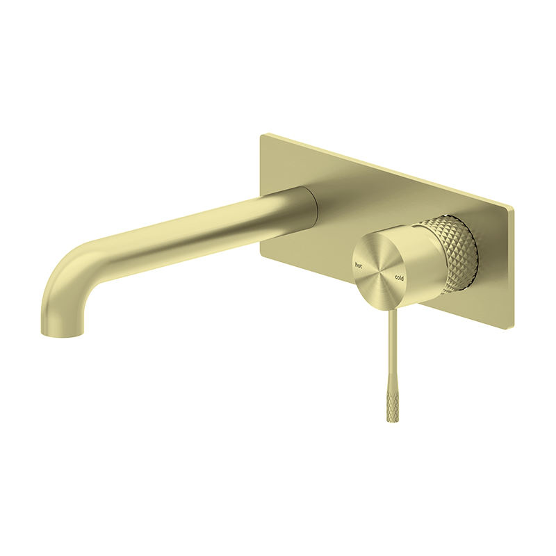 Ceramic Valve Core Wall Mounted Basin Faucet With Knurled