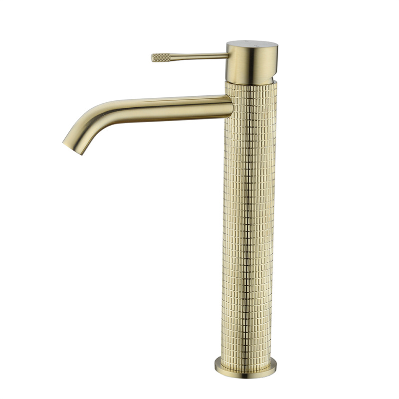 Modern Luxury Tall Basin Knurled Faucet For Bathroom