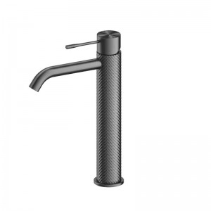 2022 wholesale price Dual Shower Valve - Knurling Tall Basin Faucet Knurled Solid Brass Bathroom Mixer  – Hemoon