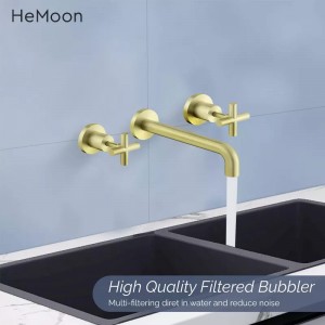 Top- Luxury Royal Brass Double Handle Wall Mounted Concealed Faucet