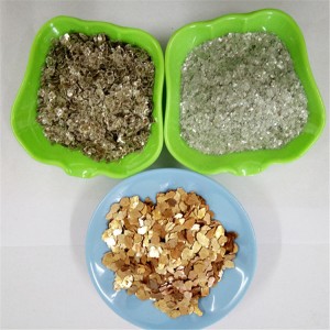 Golden mica flakes bulk metallic mica flakes with white gold black red green colors
