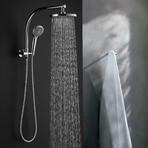HL-3122 Mosadzný multifunkčný chrómovaný krátky sprchový stĺp, vrátane dažďovej sprchy, ručnej sprchy do kúpeľne