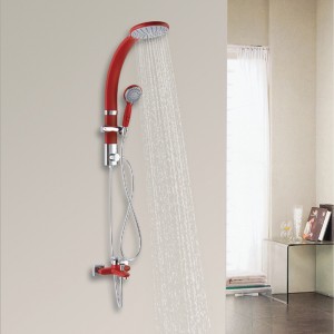 បន្ទះផ្កាឈូក HL-2417R ប្រព័ន្ធអគារ Al Multi-Function Shower Panel with Spout Rainfall Waterfall Massage Jets Tub Spout Hand Shower for Home Hotel Resort