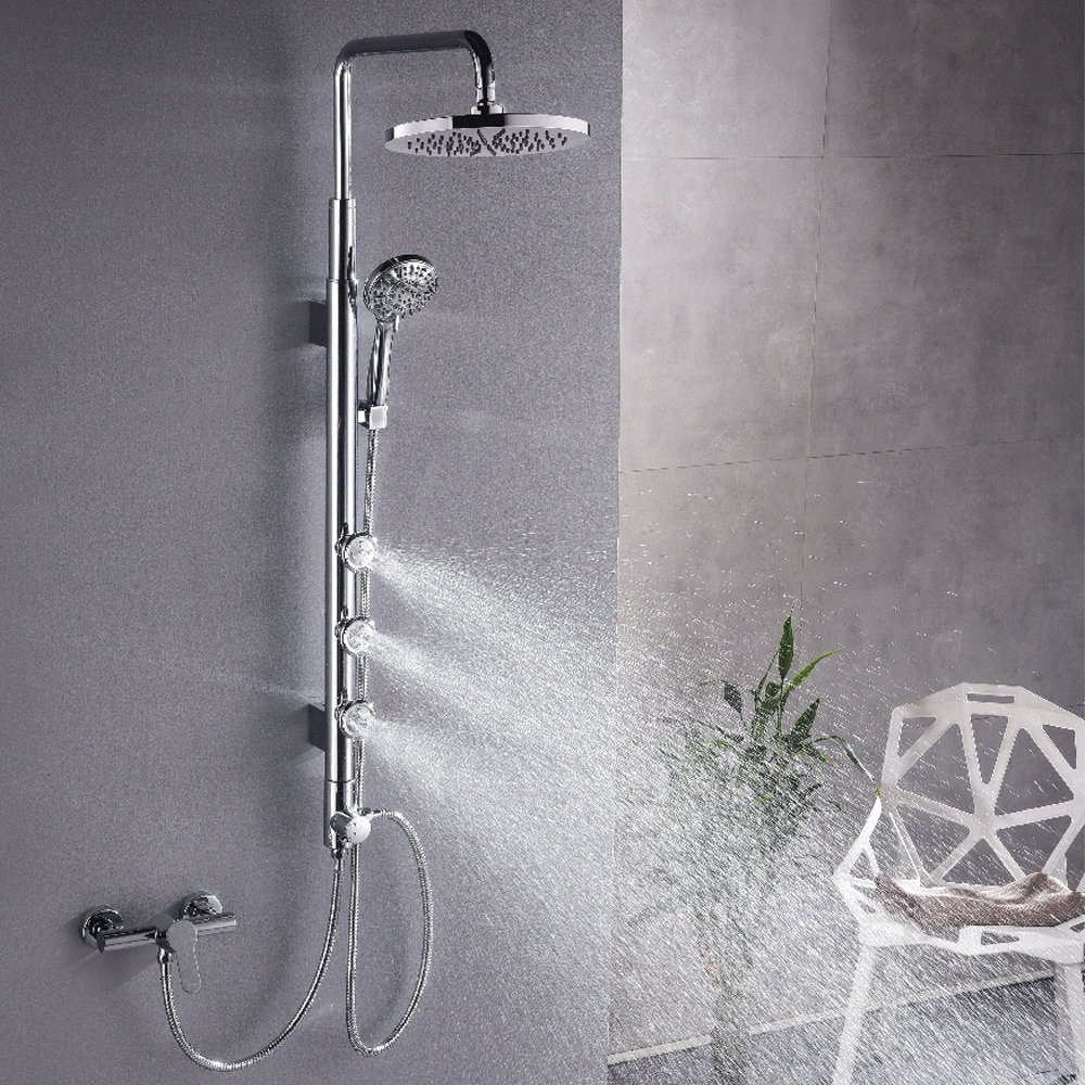 HL-2468 Stainless Steel Multi-Function Shower Panel with Rainfall Rain Shower Head and Hand Shower and body jet for Bathroom