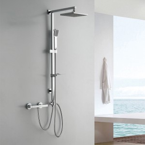 HL-3114 נירוסטה רב תפקודי כרום עמוד מקלחת מרובע סט כולל מקלחת גשם, מקלחת כף יד לחדר רחצה