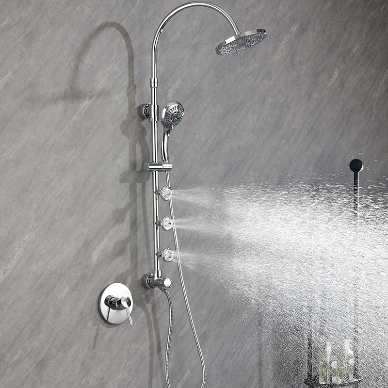 HL-3140  Brass multi Function Chromed Shower Column,Upper bracket with water inlet shower Set for Bathroom