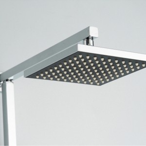HL-3114 rustfrit stål multifunktionel forkromet firkantet brusesøjlesæt inklusive regnbruser, håndholdt bruser til badeværelset