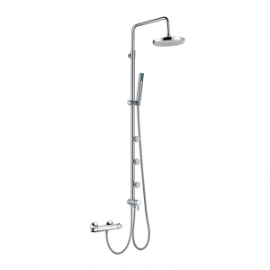 HL-3103 Messing multifunktion forkromet "L" type brusesøjlesæt inklusive regnbruser, håndbruser og massagespray til badeværelset