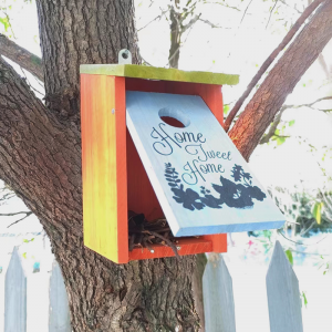 Super Lowest Price Bird Feeder Stations - Lovely Colourful Wooden Bird House With Printing – HUALI