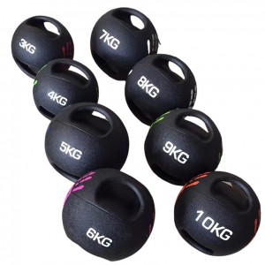 exercise hand power double color  medicine ball with handle