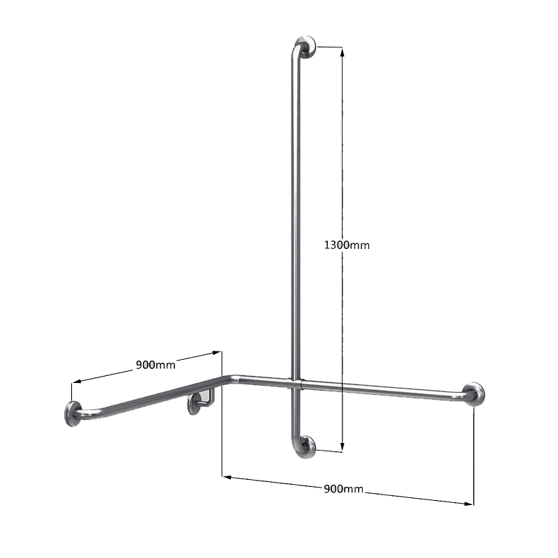 Type 252 - 32mm Stainless Steel Shower Grab Rail Right Hand