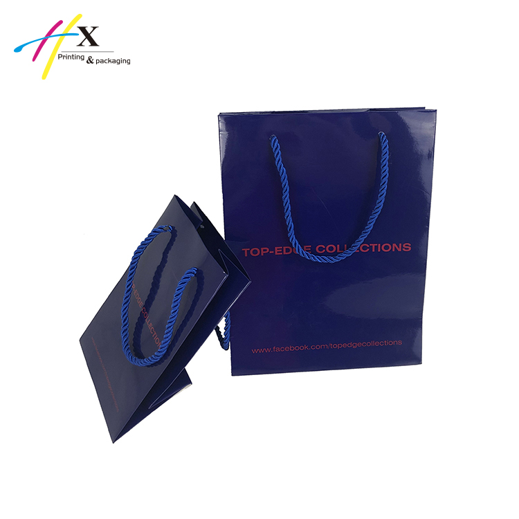 Blue color printing paper shopping bag
