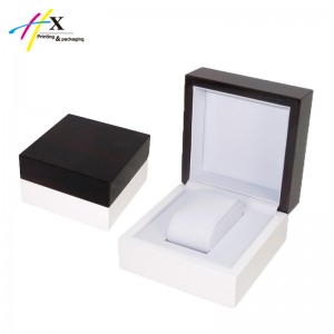 matte black and white wooden watch packaging box