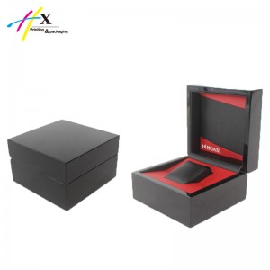 high quality matte black wooden watch box with pillow insert