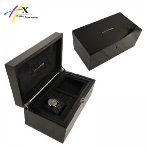 glossy black lacquer large wooden jewelry watch set box