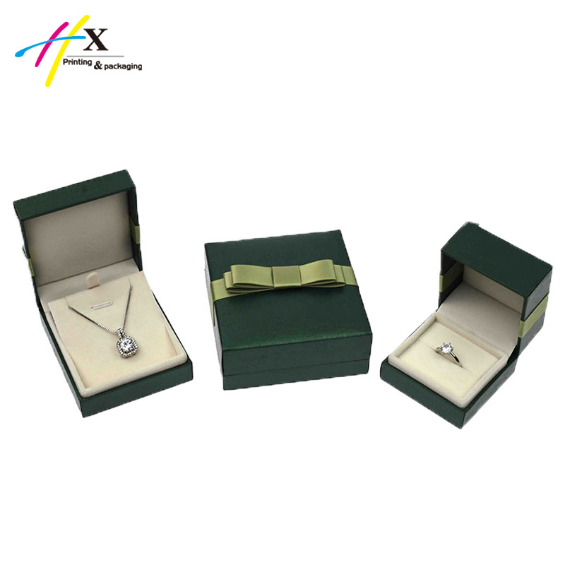 Custom size green jewelry box with ribbon knot