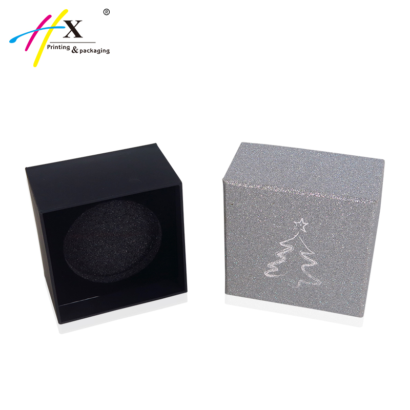 Silver glitter paper box with foam insert for bangle