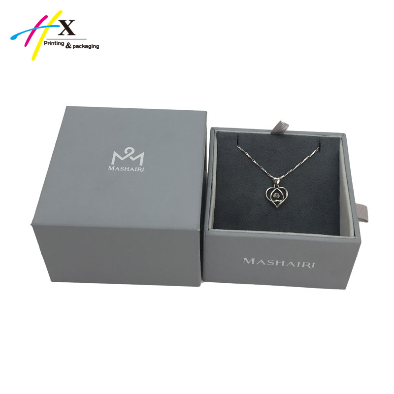 High quality gray necklace packing drawer box