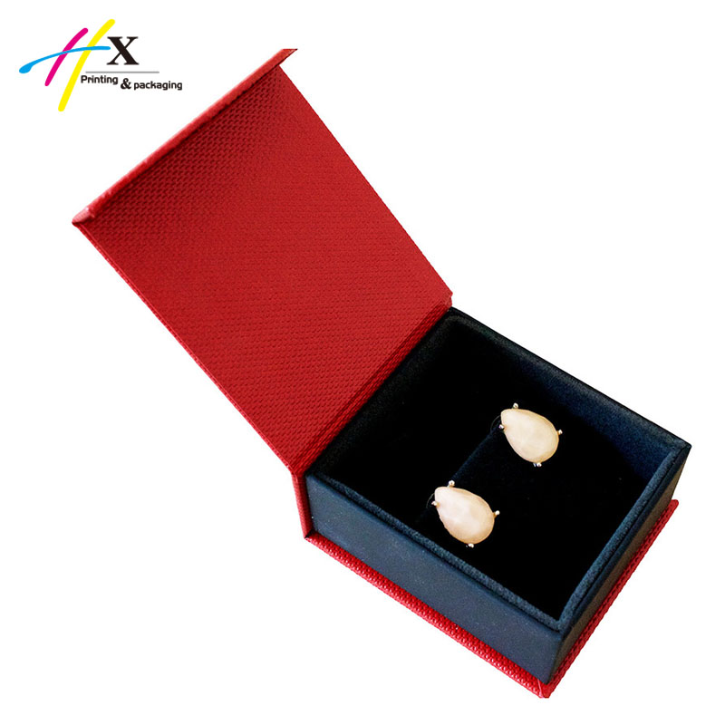Red color magnetic paper earring gift box