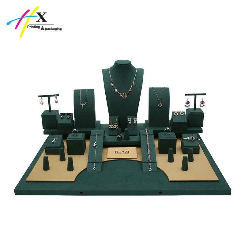 dark green and golden microfiber jewellery display can be Customized 500*447*50(h)mm