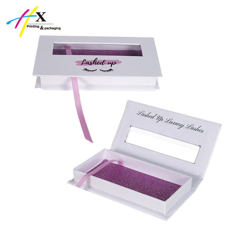 custom empty paper eyelashes box with PVC window