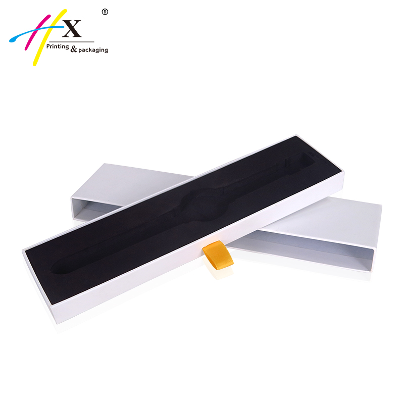 long white paper sliding watch box with EVA foam