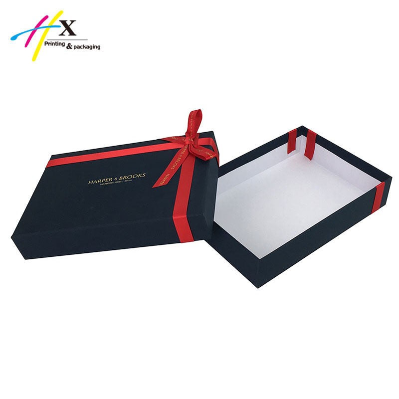 large size rigid blue paper gift box for clothing