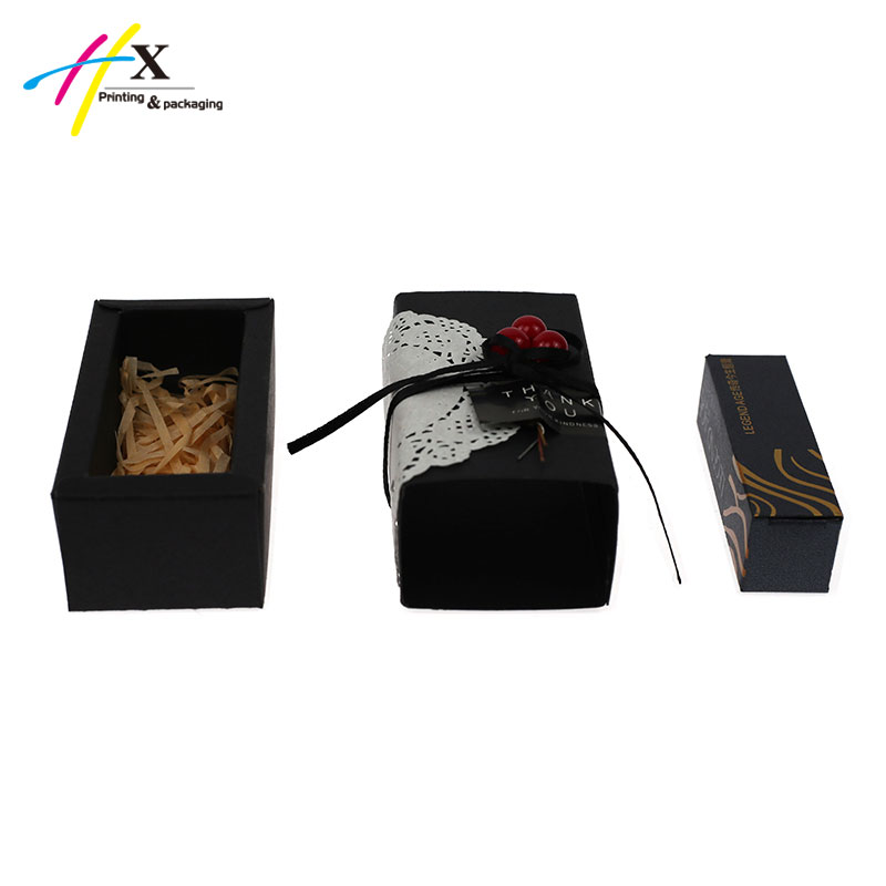 black folding paper gift set box for lipstick