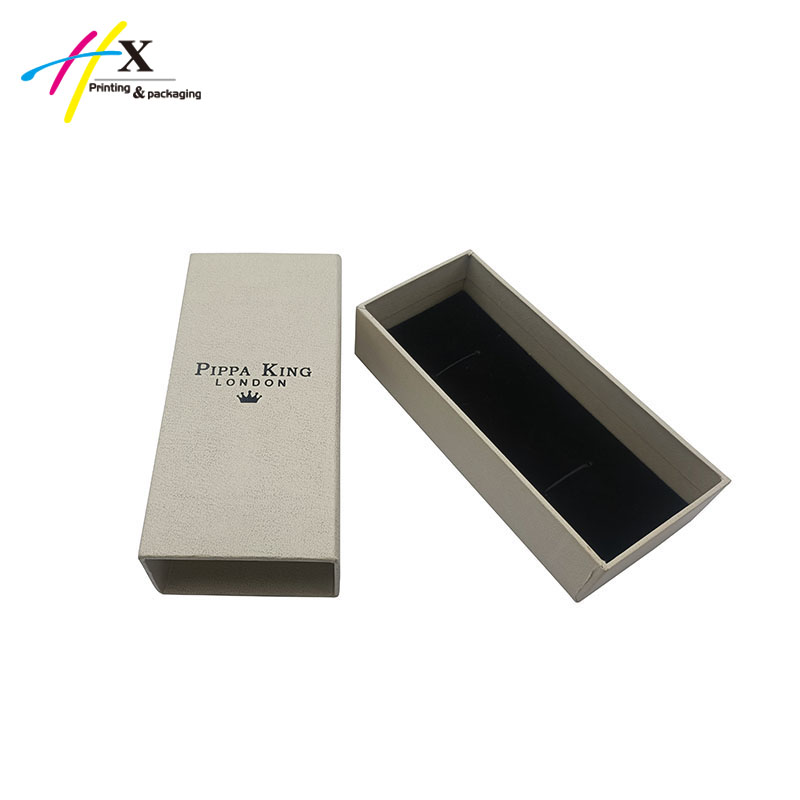 small sliding paper watch gift box with black logo