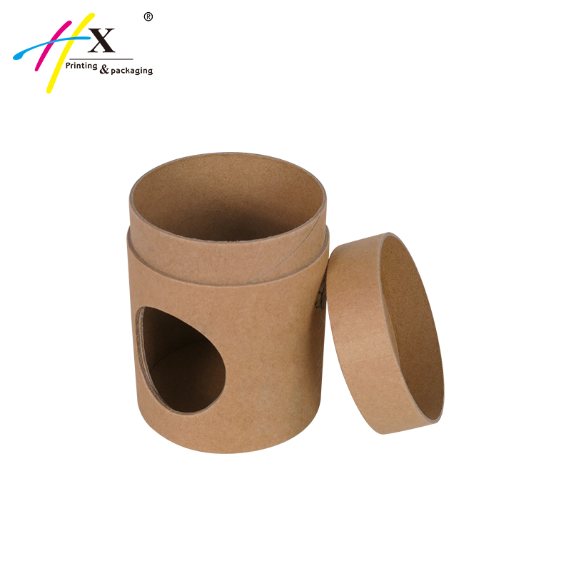 recycled material kraft paper Cylinder box with window
