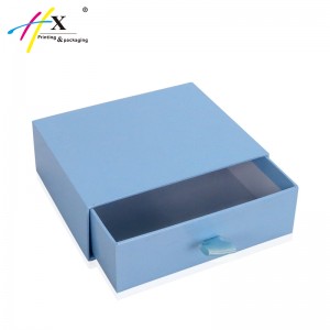 blue printed paper drawer gift box
